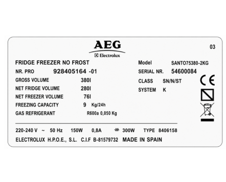 Etiqueta de modelo AEG